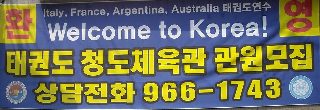 iniziative1 Striscione di benvenuto ad alcune squadre straniere, a Seoul